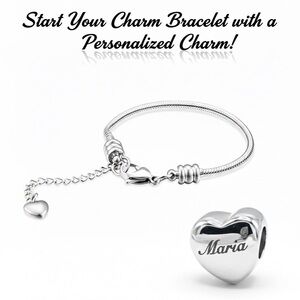 Linx Snake Chain Charm Bracelet with Personalized Heart Charm